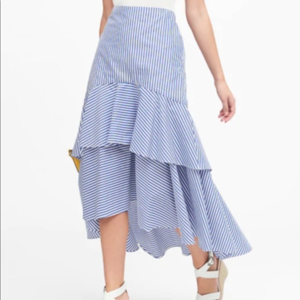Brand new Banana Republic striped poplin high low ruffle skirt - size 4